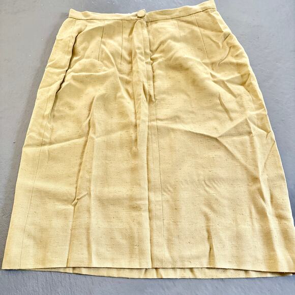 Vintage 60s Susan Thomas Tweed Mustard Yellow Skirt 100% Rayon 28" - Picture 4 of 10